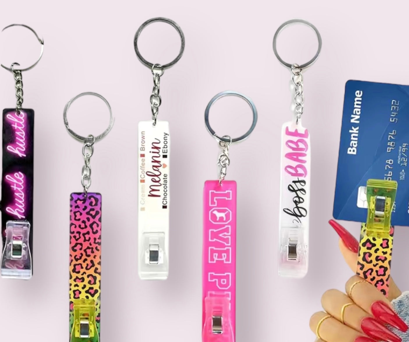 Credit Card Grabber Keychain for Long Nails