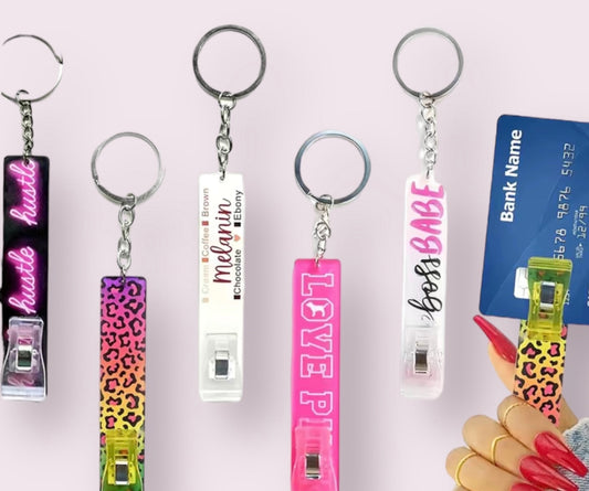 Credit Card Grabber Keychain for Long Nails